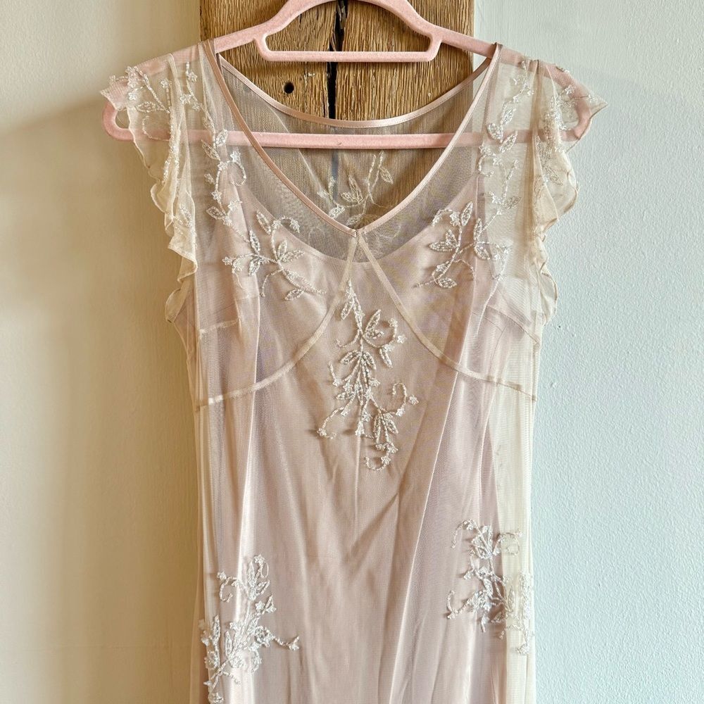 Sue Wong Vintage Embroidered Midi Cocktail Dress - Tan - Picture 2 of 7